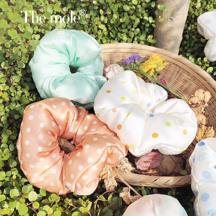 桑蚕丝真丝枕头发圈超大号缎面大肠波点发绳章小姐睡眠睡觉卷发