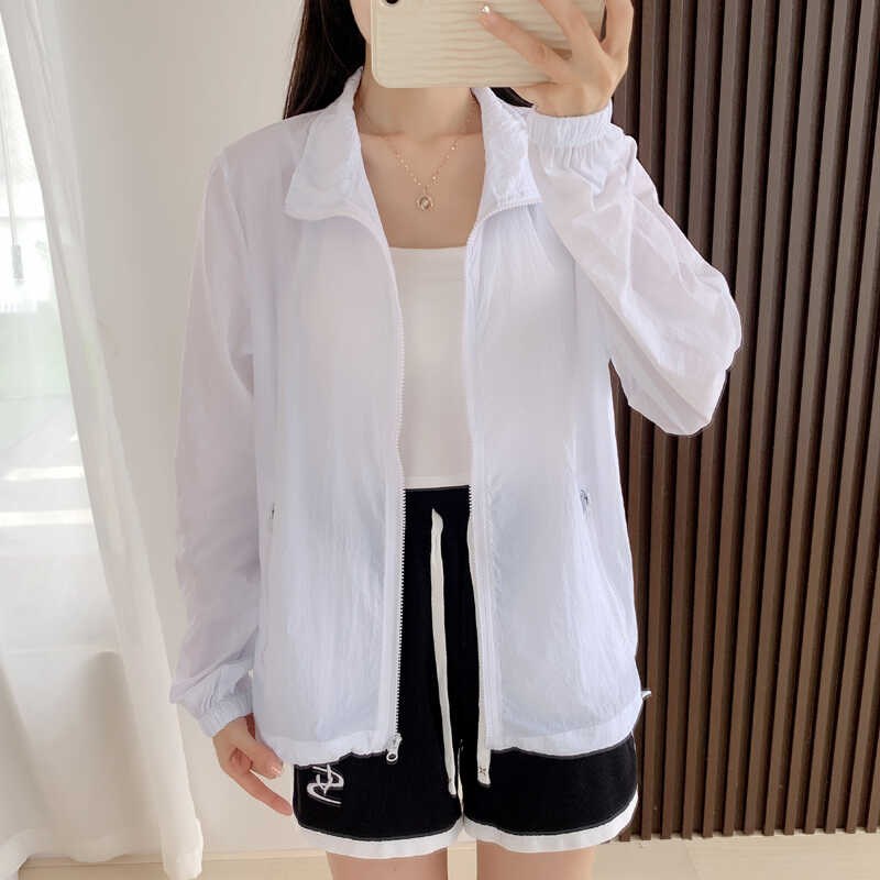 夏天外套薄款不带帽子的防晒衣女大码宽松胖mm无帽防晒服薄空调衫