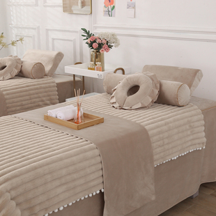 美容床罩四件套2023新款秋冬款兔毛绒高档美容院皮肤管理专用床罩