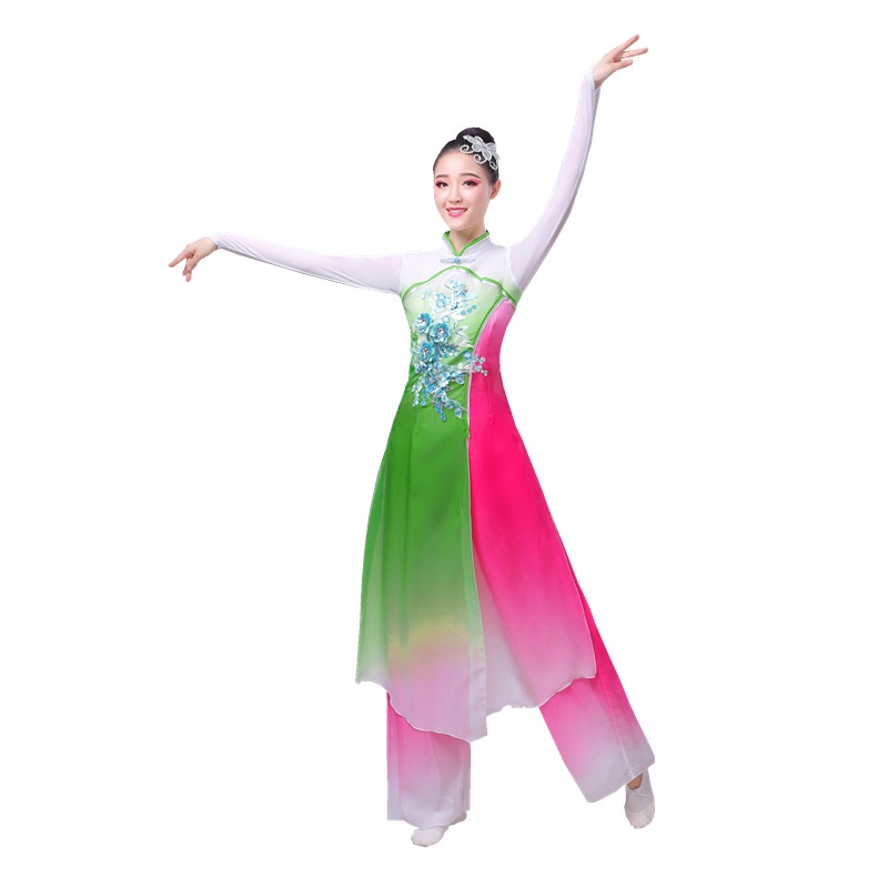 古典舞演出服女飘逸2020新款中国风民族广场舞扇子伞舞蹈服装成人