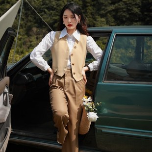 春季马甲女款衬衫两件套新款搭配衬衣短款百搭开衫初秋季气质上衣