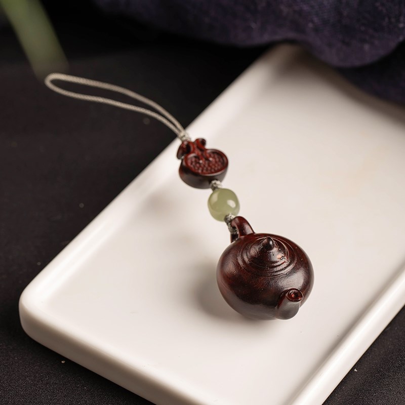 紫檀木把把壶汽车钥匙扣挂件把把胡小壶茶壶手把件男女手机链吊坠