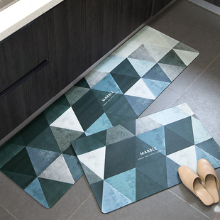 皮革地垫三角几何pvc免洗防污防滑厨房脚垫进门口洗手间地毯