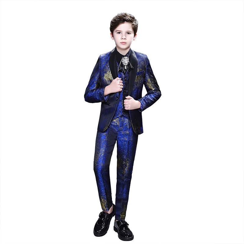 儿童主持人礼服走秀演出服男童西装中大童西服小西装套装马甲外套