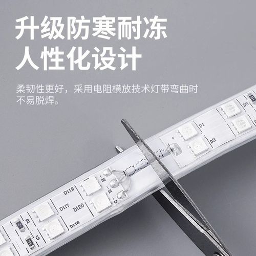 led七彩变色220V三色家用智能遥控春节日氛围灯带户外防水rgb灯条