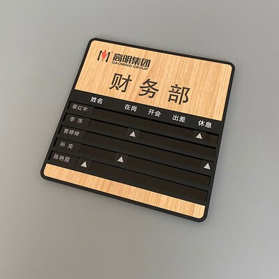 办公室门牌定制亚克力标识牌高档木纹科室牌人员去向牌会议室定做