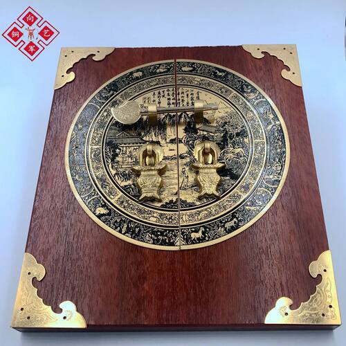 中式仿古橱柜拉手明清家具铜配件纯铜圆形书柜衣柜门窗柜门铜拉手