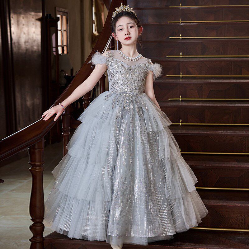 女童礼服轻奢小众高端儿童公主裙花童小女孩演出服钢琴演小主持人