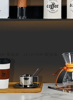 样板间厨房橱柜咖啡系列层架组合摆件装饰品咖啡豆储物罐瓶杯道具