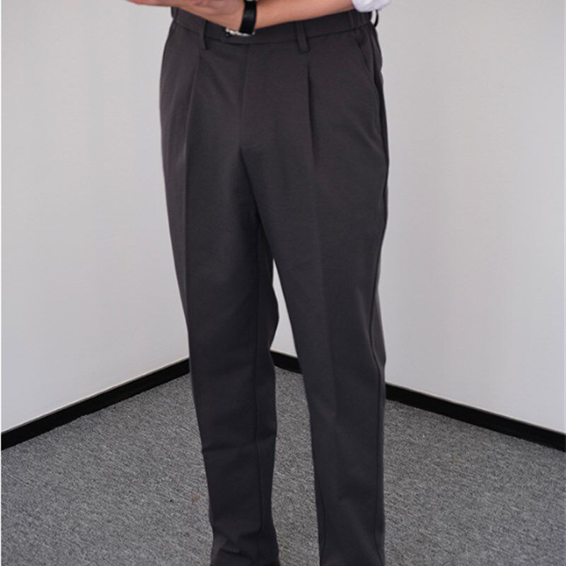 春秋款大码直筒西裤男正装高腰弹力休闲裤灰色加肥加大西装裤胖子