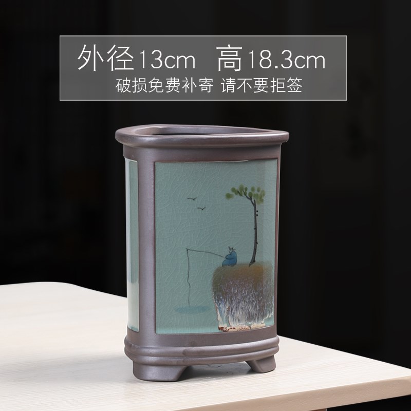 哥窑手绘陶瓷花盆紫砂蝴蝶兰专用文竹盆景盆室内客厅绿植造景多肉