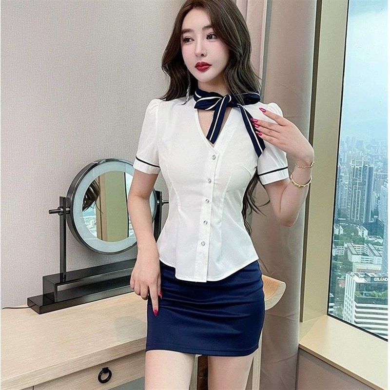 足浴桑拿技师工作服女2024职业套装包裙夏季短袖衬衫酒店前台制服,女装/女士精品,时尚套装,淘宝优惠券,粉丝福利购,淘宝优惠卷