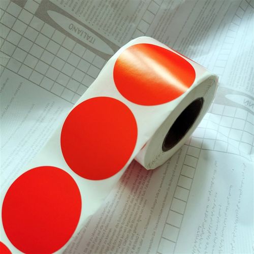 彩色5cm圆点标签不干胶贴纸色标卷装圆形代打印数字号码自粘定制