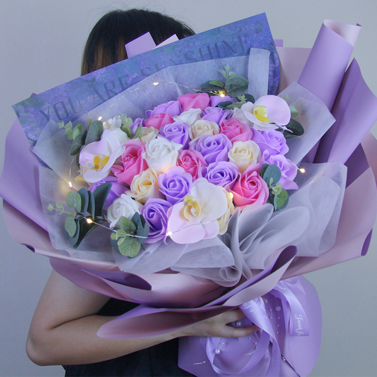 玫瑰混搭永生花仿真表白花束情人节礼物送女朋友母亲闺蜜生日礼物