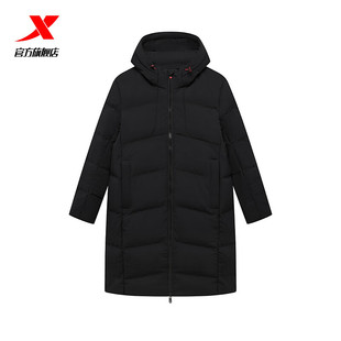 特步中长款CHINA羽绒服男2025冬季新款加厚连帽外套975429640127