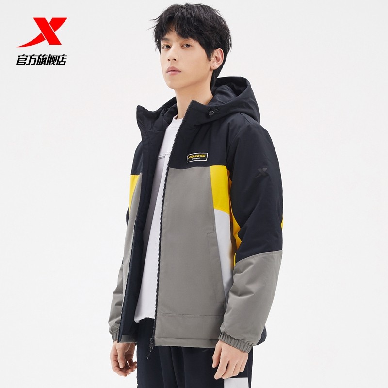 特步男款连帽外套2022冬季新款薄棉衣服男士活力系列978429170323