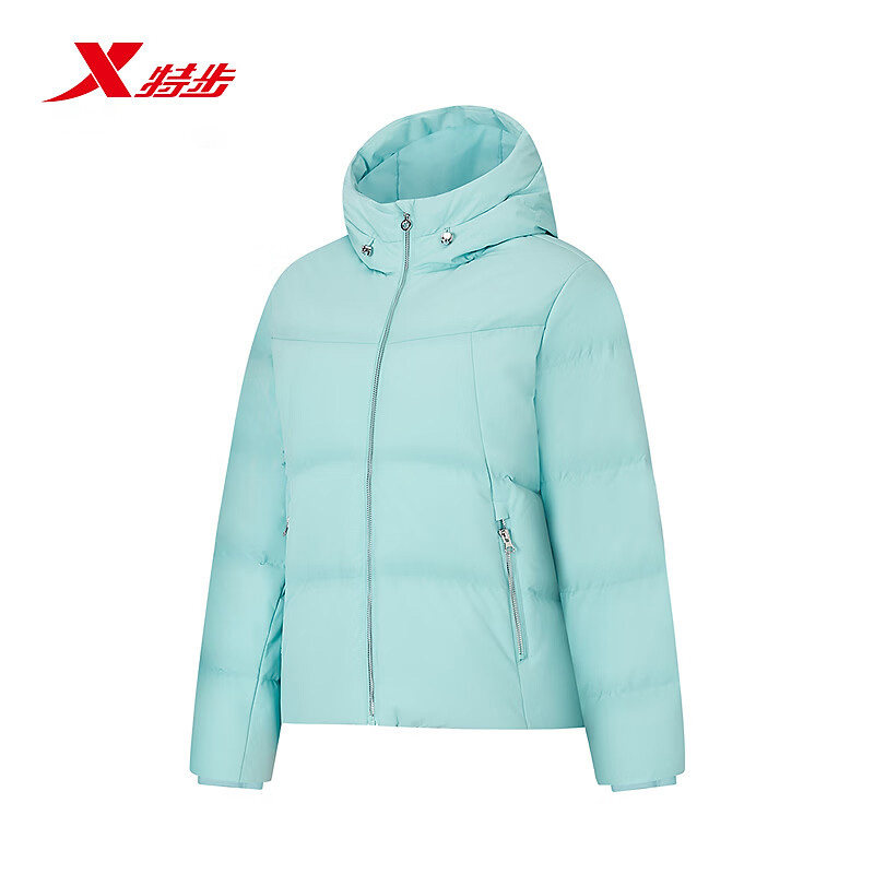 特步保暖羽绒服女2026冬季新款户外运动厚款连帽外套974428190243