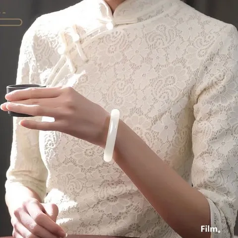 【手镯平安镯】天然和田玉白玉款羊脂白玉新疆和田玉正圈