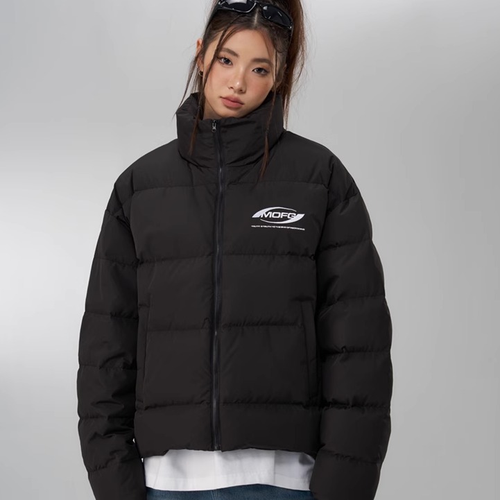 mofg美式立领休闲常规刺绣羽绒服
