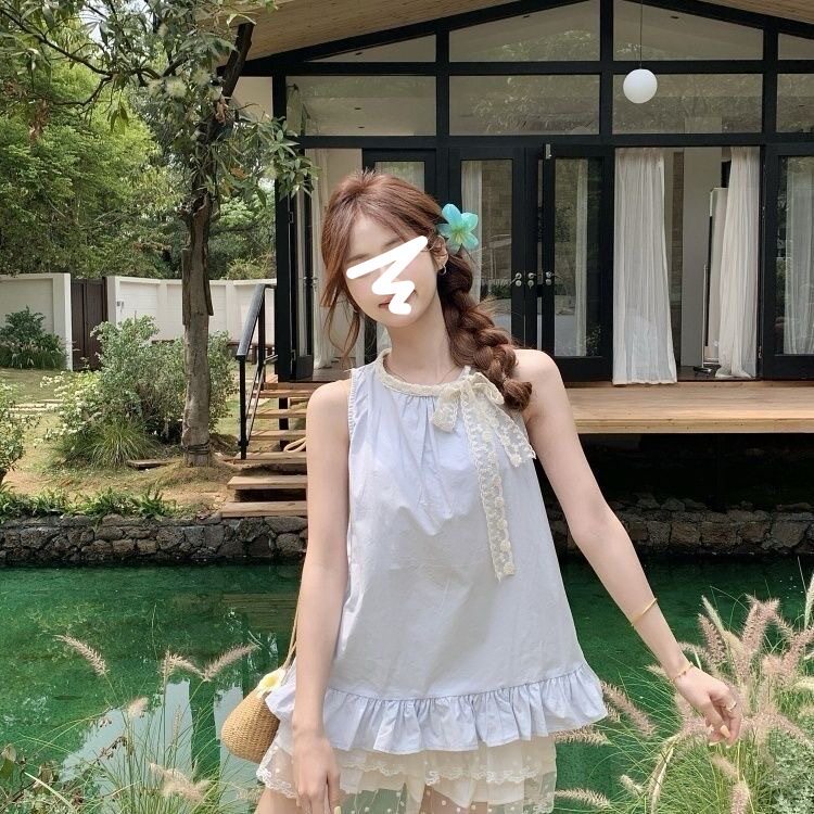 2025夏季韩系花边圆领无