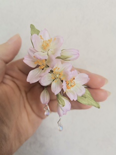 原创真丝樱花烫花BJD三分四分娃用发饰头饰汉服古风花朵