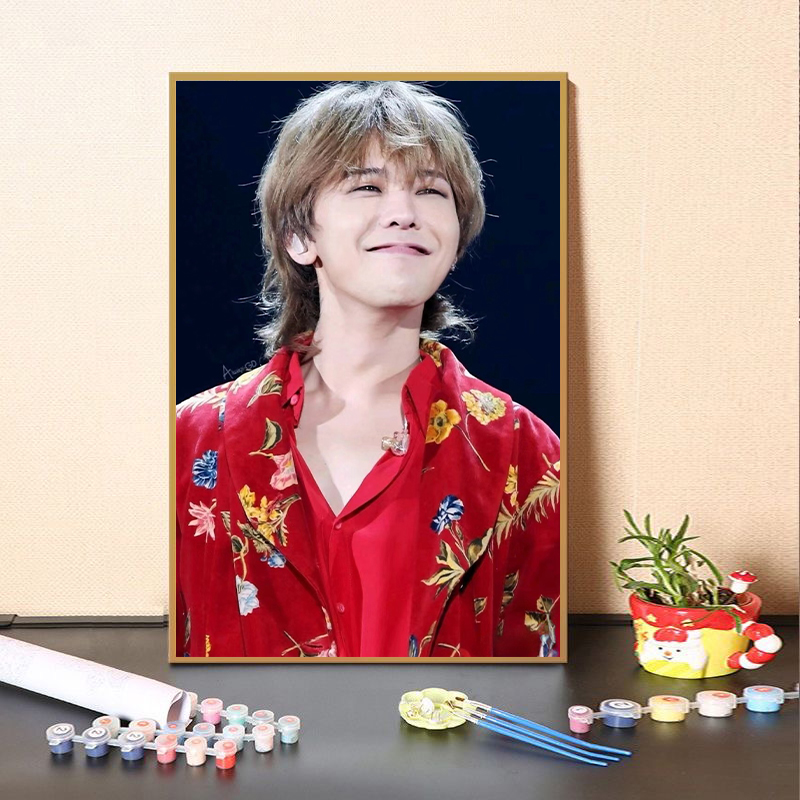权志龙手工填色画房间墙上装饰画