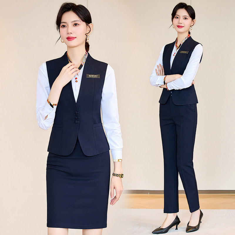 职业套装女春秋酒店物业前台接待工作服银行珠宝店高铁工装