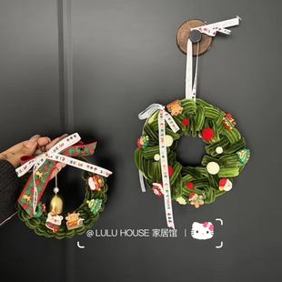 圣诞花环扭扭棒手工diy成品高颜值氛围感门上挂件藤圈车挂装饰品
