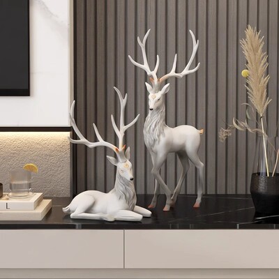 原创轻奢麋鹿摆件玄关家居创意