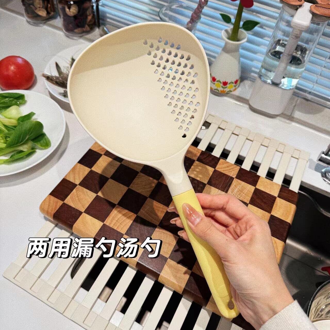 厨房焯水大漏勺捞饺子面条漏网勺盛汤沥水漏勺硅胶耐高温过滤勺子