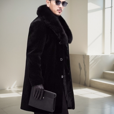 海宁貂皮大衣长款貂毛仿皮草