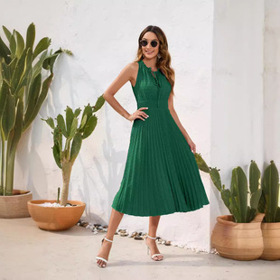 dress女士高腰无袖 High vacation sleeveless 度假连衣裙 waisted