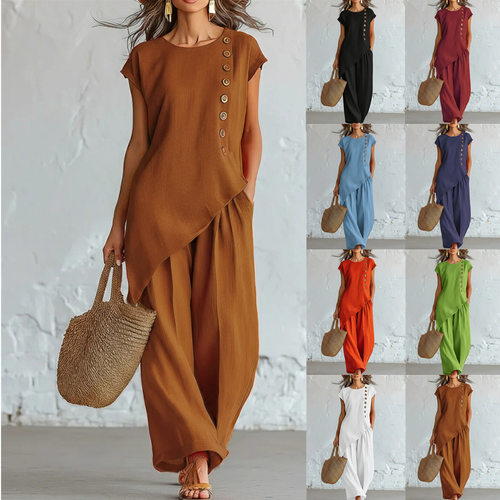 圆领上衣长裤女士套装Round neck top and pants women's suit