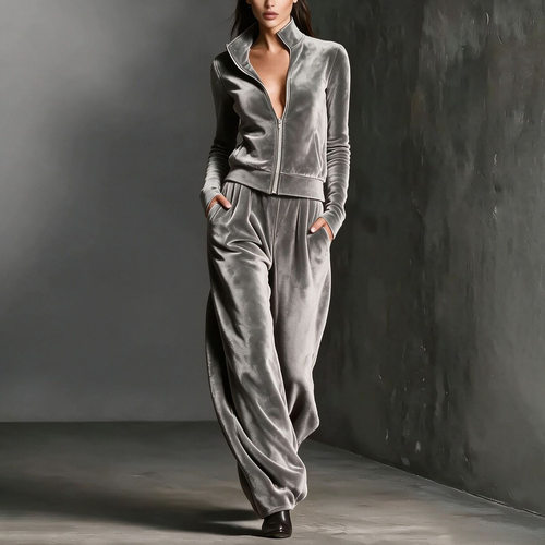 Zipper long sleeved long pantstwo-pieceset拉链长袖长裤两件套