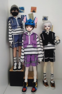 友人娃衣 自制 bjd ob22 ob24  四分T恤反光带工装马甲工装裤套装