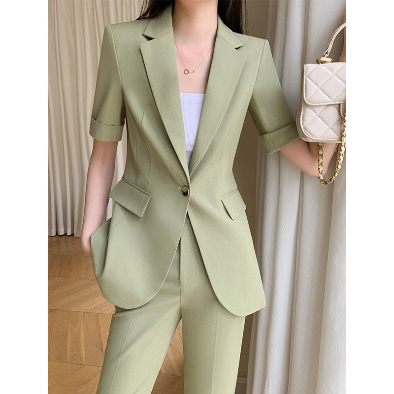 西服套装女2026新款韩版休闲夏天高级感显瘦阔腿裤职业西装两件套