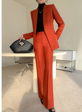 高级感职业西装套装女早春季新款韩版时尚气质女神范橙色正装西服