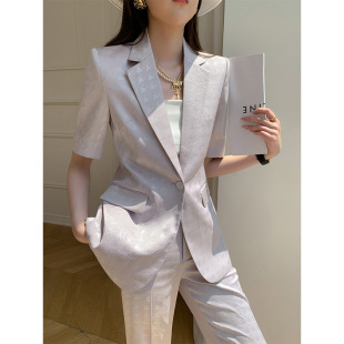 高级感薄款西服套装休闲时尚气质御姐西装两件套主持人正装女夏天