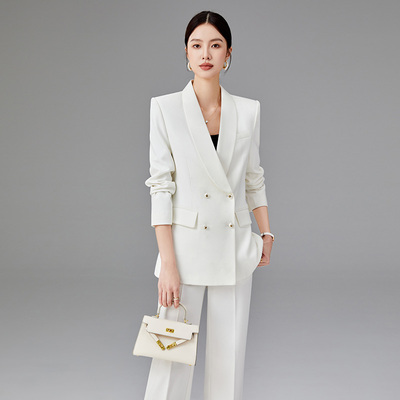 酒店经理工作服高端白色西装外套女气质名媛2025春季新款百搭套装