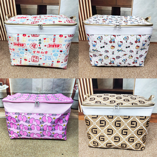 80升横板三层加厚双拉链带钢圈帆布收纳袋防潮大容量搬家收纳箱