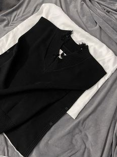 Margie风格19AW马吉拉V领破洞毛衣马甲披肩男女MM6无袖针织衫