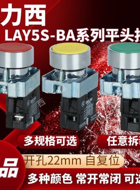 德力西LAY5-BA31 BA42平钮自复位BA45红BA35绿LAY5S金属按钮开关