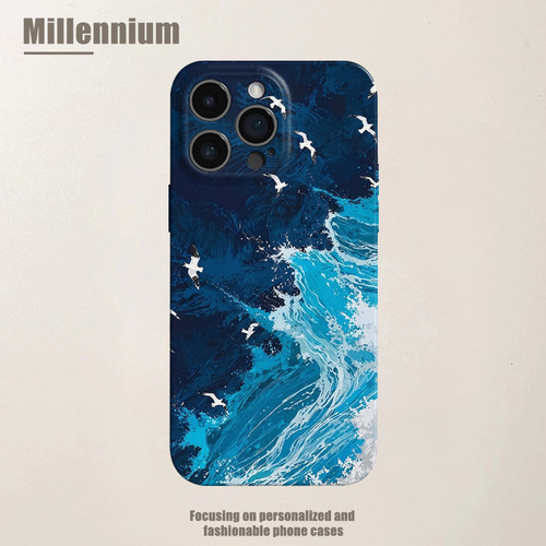 适用于iPhone17Promax艺术风海浪翻涌海16pro手机壳15pro菲林iphoneair油画12软壳11艺术13pro高级感苹果14