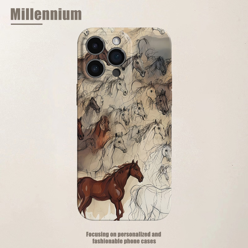 适用于iPhone17Promax群马呈祥贺新岁16pro手机壳15pro菲林iphoneair线条12软壳11马年13pro中国风苹果14plus