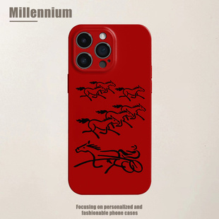 适用于iPhone17Promax马年策马奔腾16pro手机壳15pro菲林iphoneair马年12软壳11泫雅风13pro中国风苹果14