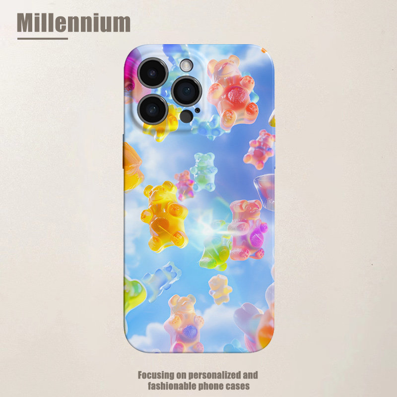 适用于iPhone17Promax云端彩虹小熊软糖16pro手机