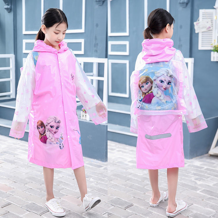 男孩女孩 儿童雨k衣雨披幼儿园宝宝小学生雨衣带书包位帽檐可充气