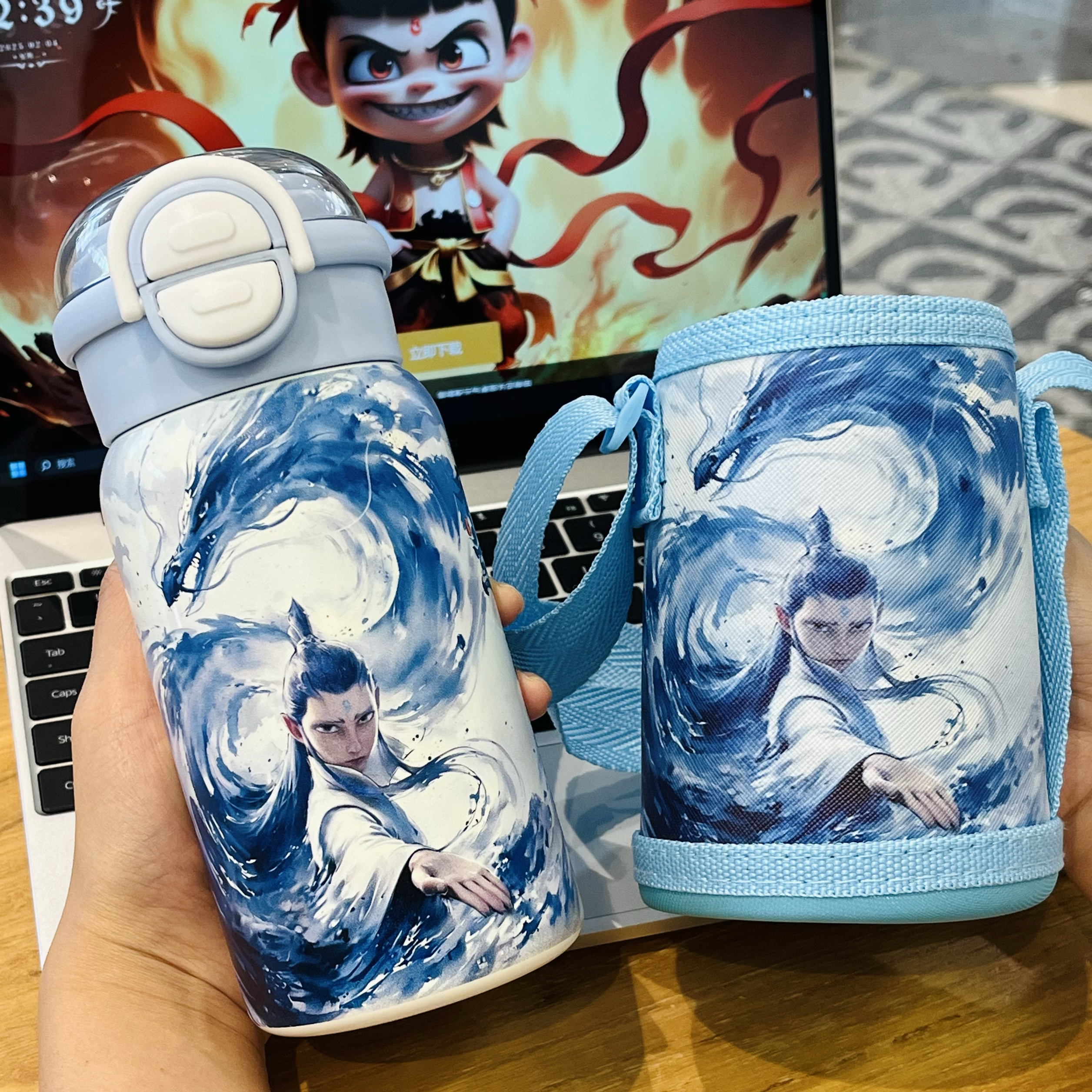 哪吒之魔童闹海保温杯316不锈钢大容量吸管水杯车载咖啡杯男女