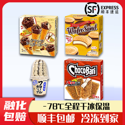 日本林一二三冰淇淋制果甜筒三明治脆皮香草味巧克力条纹火炬进口