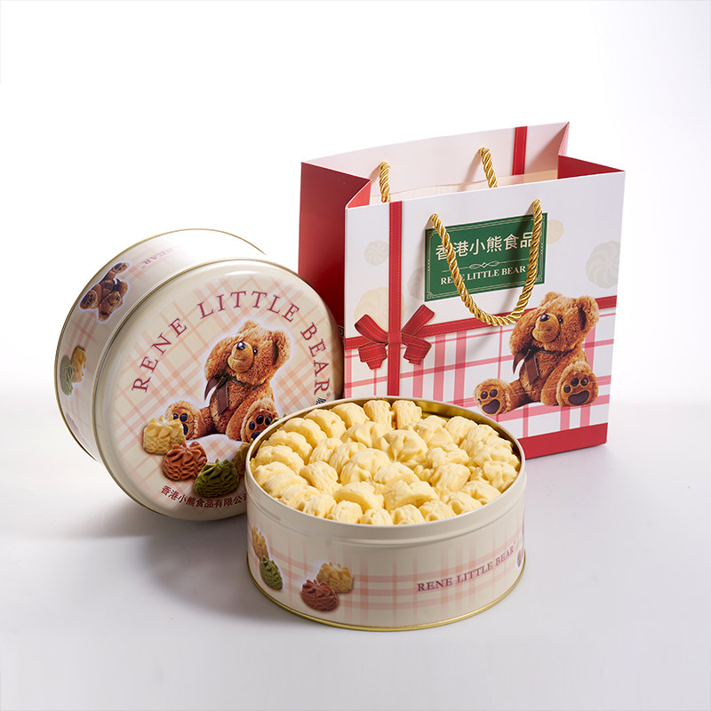 【来喜好物推荐】 香港小熊花曲礼盒505g曲奇饼干铁罐